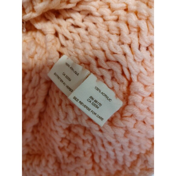 Free People Peach Soft Chunky Knit crop Cardigan Sweater 3/4 Sleeve Sz M - Picture 5 of 9